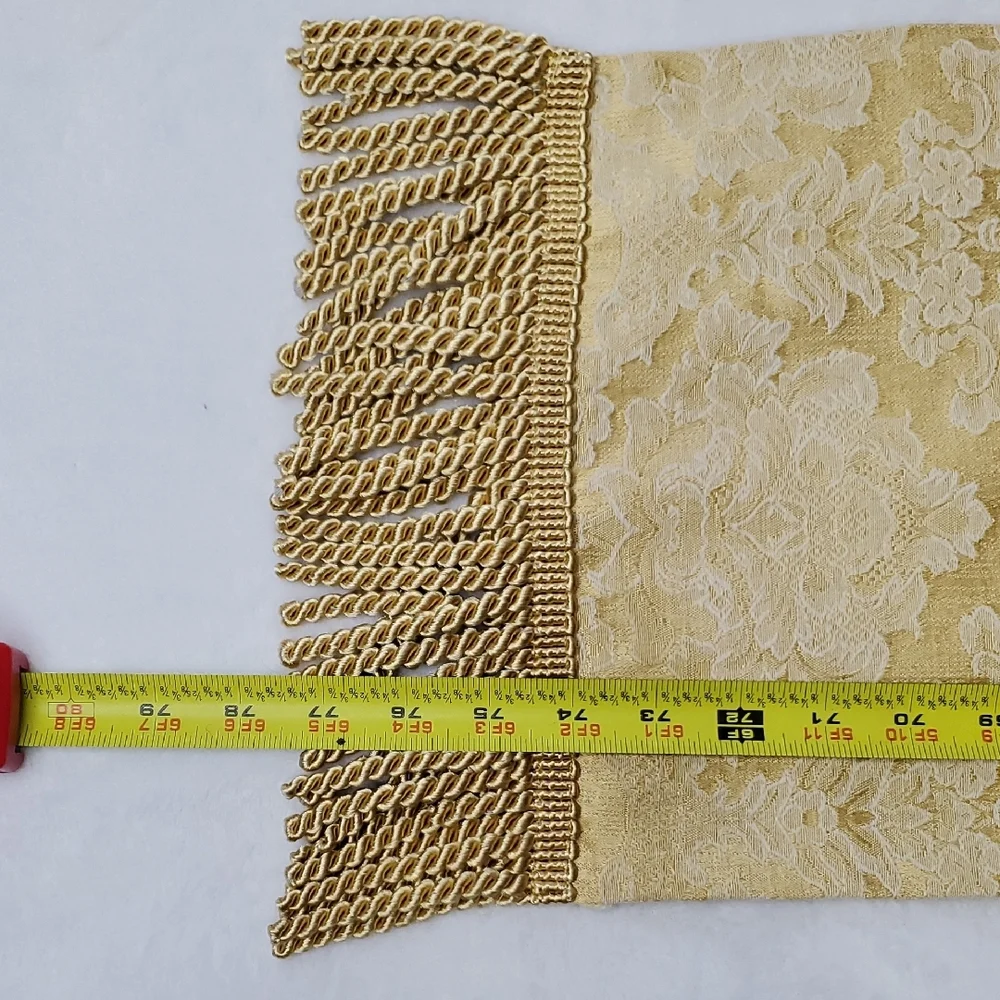 Elegant Stratford Gold Brocade Table Runner With Fringe
